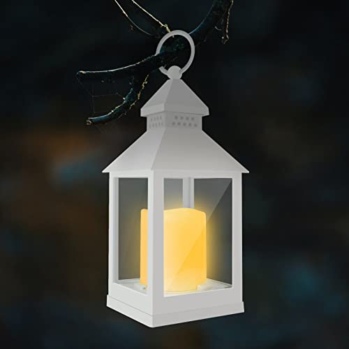 Eaxus® 4er Set Blaze-it LED Laterne - Windlicht mit Realistischem Flammeneffekt und Echtglas, Weiß
