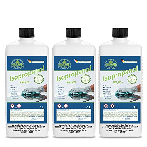 JaTop Isopropanol 99,9% Isopropylalkohol Reiniger inkl. Ausgießer - 3.000ml für Küche Haushalt & Industrie
