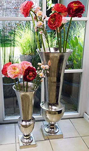 Michael Noll Vase Blumenvase Gefäß Pokalvase Dekovase Aluminium Silber Aluminium 52 cm / 80 cm (30x30x80 cm)