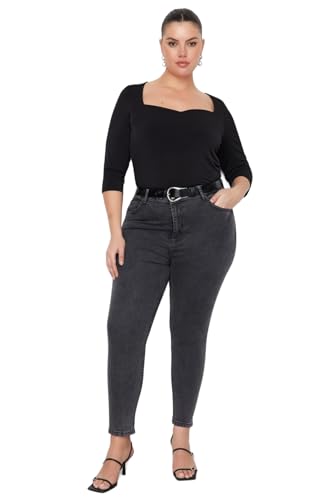 TRENDYOL Frauen Übergröße Hohe Taille Skinny Fit Plus-Size-Jeans