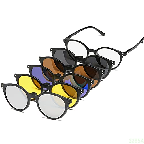 YQJY Sonnenbrille Fünfteilige,polarisierte Sonnenbrille Magnetische Clip-on Brillengläser, Magnetische Clips Set Pc Brillengestell Für Outdoor-aktivitäten, Autofahren, Radfahren, Angeln,E