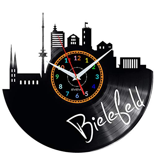 EVEVO Bielefeld Wanduhr Vinyl Schallplatte Retro-Uhr groß Uhren Style Raum Home Dekorationen Tolles Geschenk Wanduhr Bielefeld