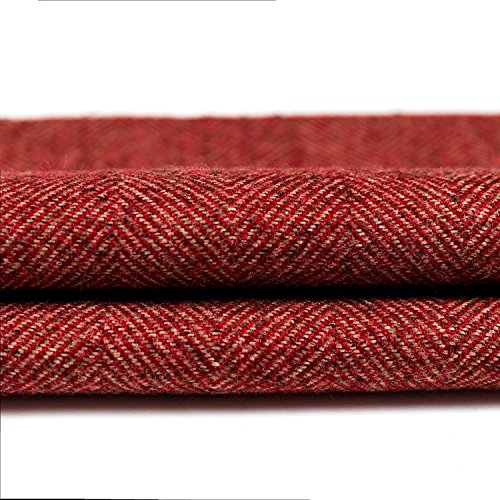 McAlister Textiles Herringbone Tweed | Stoff als Meterware in Rot 140cm Breite | per Meter | traditionelles gewobenes Fischgräten-Muster | Textil für Polster, Kissen, Vorhänge