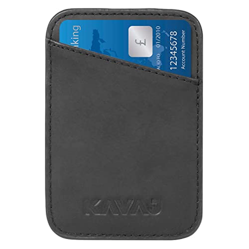 KAVAJ Magnetischer Kartenhalter Leder schwarz für iPhone 12 & 13, Handy Brieftasche magnetisch