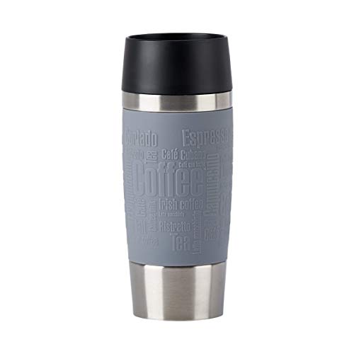 Emsa N20127 Travel Mug Thermo-/Isolierbecher aus Edelstahl | 0,36 Liter | 4h heiß | 8h kalt | BPA-Frei | 100% dicht | auslaufsicher | spülmaschinengeeignet | 360°-Trinköffnung | Grau