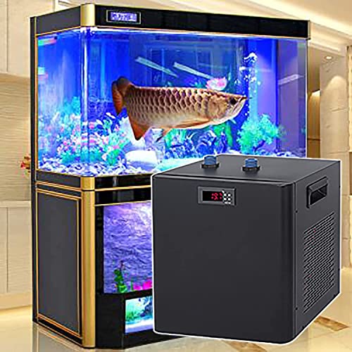 Aquarienkühler, 1/10 PS 500 l Aquarienkühler/Hydrokultur-Wasserkühler mit HD-Display, Temperatureinstellung und eingebautem Lüfter, für die Fisch-Axolotl-Korallenzucht, 500 l