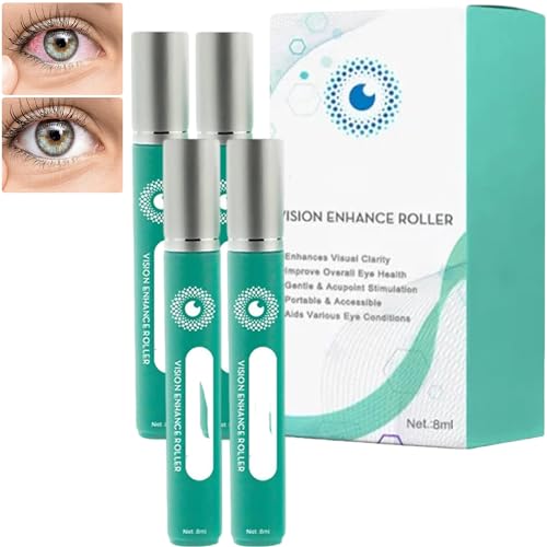 Vision Enhance Roller, Augenmassageroller für geschwollene Augen, verbessert die visuelle Klarheit, lindert Augenbelastungen und lindert trockene Trockenheit (4 Stück)