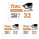 TCELL High Endurance 32 GB 3er-Pack microSDXC-Speicherkarte mit Adapter für Dashcams, Heimüberwachung, CCTV – A2, UHS-I U3, V30, 4K, Micro-SD-Karte, Lesen/Schreiben bis zu 100/50 MB/s, Full HD & 4K