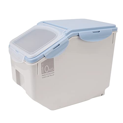 Reisbehälter, Umweltfreundlicher, Hochtemperaturbeständiger, Platzsparender, Luftdichter Lebensmittelbehälter aus Kunststoff mit Bohnenbecher (Blau 10KG)