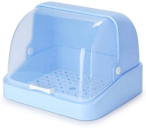 Flyinghedwig Abtropfgestell für Milchflaschen, multifunktional, tragbar, Behälter für Stillflaschen mit Staubschutzdeckel für Zuhause und Küche (blau)