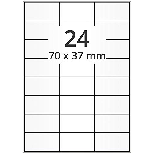 Labelident Laser-Etiketten auf DIN A4 Bogen - 70 x 37 mm - 12000 Papieretiketten weiß, matt, selbstklebend, 500 Blatt