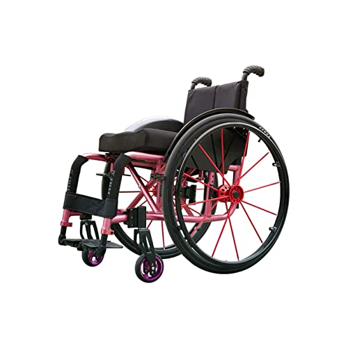 Wheelchair Sportrollstuhl, leicht, zusammenklappbar, manueller Rollstuhl mit Anti-Rollback-Rad, verstellbare Fußstütze und Sitzhöhe, tragbarer Transportrollstuhl für Behinderte Behinderte