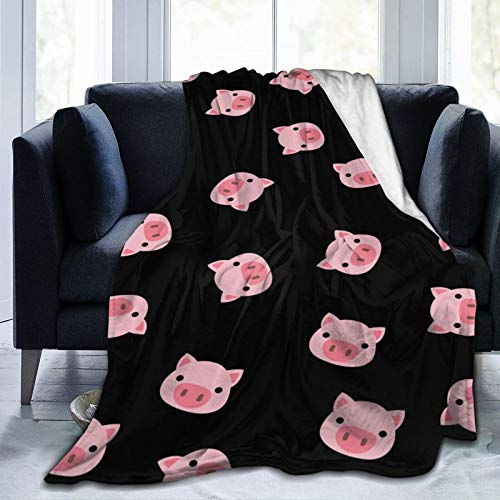 Rosa Schwein Decke, süße Cartoon Schwein Gesicht Flanell Fleece Decke, super weiche gemütliche warme Couch Bett Sofa Reisende Campingdecke für Kinder Erwachsene die ganze Saison 80 "x 60"