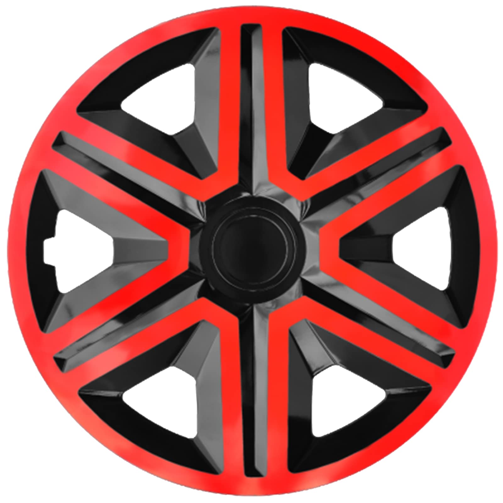 Ohmtronixx Action Radkappen 15 Zoll 4er Set, schwarz/rot, Radzierblenden aus ABS Kunststoff