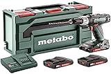 Metabo 602321540 Akku-Bohrschrauber BS 18 L Set 18V, 3x 2Ah Li-Ion Akkus, inklu. Ladegerät, im Koffer, max. Drehmoment: 25Nm (weich)/ 50Nm (hart), Bohr-Ø: 10mm (Stahl)/ 20mm (Weichholz)