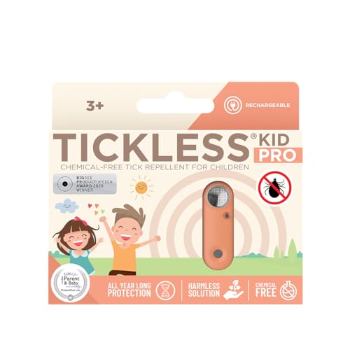 Tickless Kid Pro Wiederaufladbarer Ultraschall Zeckenschutz für Kinder – Pfirsich