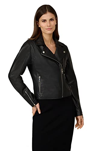 RICANO Friga - elegante Damen Lederjacke in Schwarz aus echtem Lamm-Nappa Leder