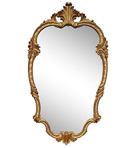Wandspiegel Gold Oval 99 x 55 cm französisch Style Dekorativer Spiegel Flurspiegel Badspiegel Prunkspiegel Barockspiegel Antik Spiegel Klassik