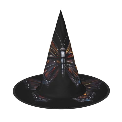Siulas Halloween-Hexenhut-Kostüm, Hexenhüte für Damen, geheimnisvoller Schmetterling, Hexenkappe, Zubehör für Weihnachtsfeier, Schwarz