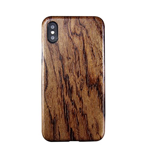 qichenlu Kugelsicher Aramidkern Rosenholz Echtholz Hülle Backcover kompatibel mit iPhone XS,FSC zert. Holz Handyschale Ultra Slim Wood Case kompatibel mit iPhone XS