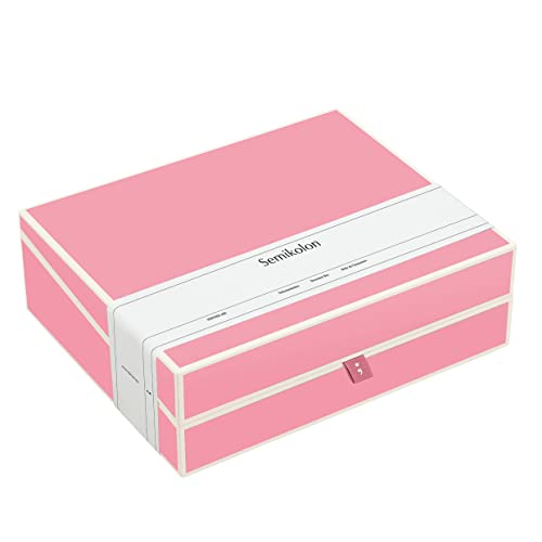 Semikolon (364103) Dokumentenbox flamingo (rosa) - Aufbewahrungs-Box für Dokumente im A4 Format - geräumige Box im Format 31,5 × 26 × 10 cm