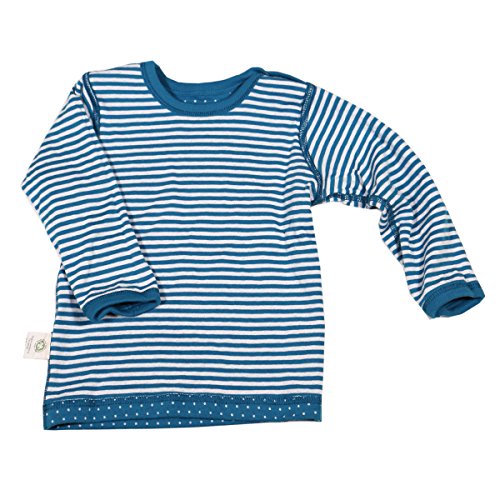 Leela Cotton Baby Kinder Langarmshirt Wendelangarmshirt Bio-Baumwolle Jungen Mädchen Gr. 50/56 bis 140 (128, blau)