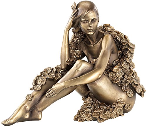 Carlo Milano Skulptur: Sitzende Frauen-Statuette, Kunstharz-Guss in Bronzeoptik (Frauenskulpturen)