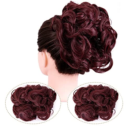 Synthetische Messy Bun Wave Curly Hair Extensions Bun Extensions Comb Clip In Messy Bun Haarschmuck for Frauen (Color : 99J#)