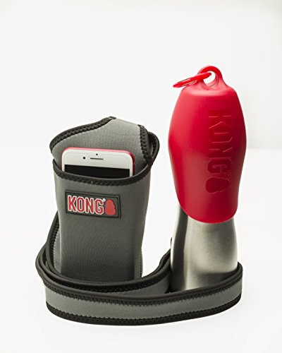 Kong H2O – Caddy Neopren Flasche Trägern, Bottle Carrier/Red Dog Water Bottle Combo, grau