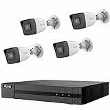 HiLook IK-4248BH-MH/P PoE Komplettset für Videoüberwachung - 1x 4-Kanal Netzwerk Videorekorder mit PoE, HDMI und VGA Ausgang und 4X 8 MP PoE Überwachungskameras