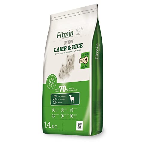 Fitmin Dog Mini Lamb&Rice | Hundetrockenfutter | Futter mit Lamm und Reis | 70% tierischen Rohstoffen | Komplettfutter Für Erwachsene Hunde Kleiner rassen mit mittlerem energiegehalt | 14 kg
