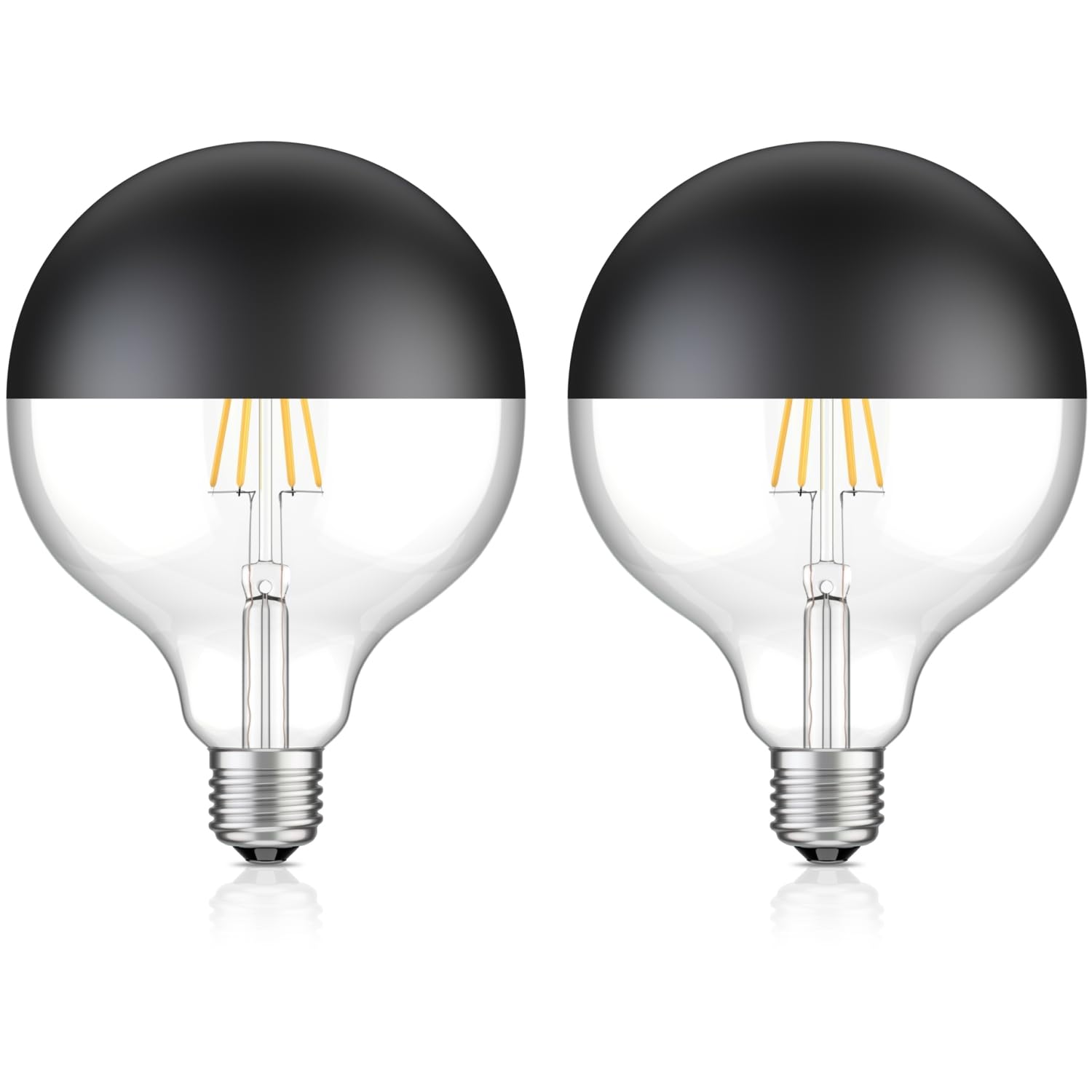 ledscom.de 2 Stück E27 LED Leuchtmittel, G125, warmweiß (2700 K), 6,7 W, 660lm, Kopfspiegel (schwarz)