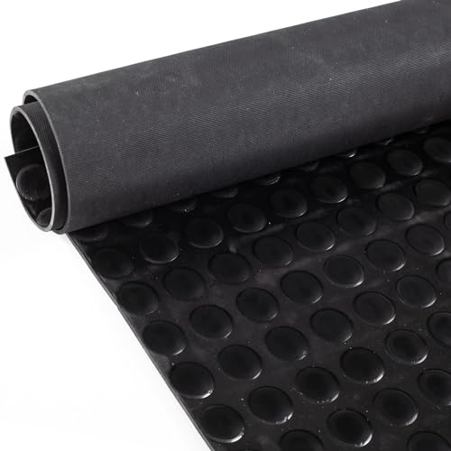 ANRO Gummimatte Schutzmatte Noppenmatte Bodenmatte mit Noppen Gummiläufer 100cm Breit 3mm stark Schwarz 240 x 100cm