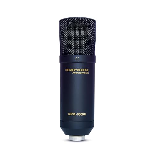 Marantz Professional MPM-1000U - Großmembran USB Kondensator Mikrofon mit Nierencharakteristik für Podcasting und Studio Recording, Twitch, Gaming inkl. USB-Kabel und Mic Clip