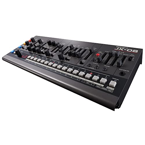 Roland JX-08 Soundmodul Boutique-Synthesizer – Kompakte, moderne Nachbildung des legendären Roland JX-8P von 1985 mit neuen Effekten, polyphonem Sequencer und mehr – Leicht, mobil