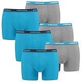 HEAD 6 er Pack Herren Boxer Boxershorts Basic Pant Unterwäsche, Farbe:White/Blue/Grey, Bekleidungsgröße:M