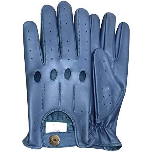 Prime 507 Echtleder-Handschuhe für Herren, qualitativ hochwertig, weich, ohne Futter, zum Autofahren, Retro-Stil, in 10 Farben erhältlich, English Blue