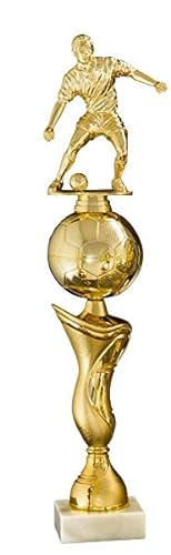 eberin · Fußball Pokal für Torschützen · Tippkicker · Soccer · Tischfußball · Fussball · Hallenturnier Award Golden Ball auf Mamorsockel, gold, personalisierbar mit Wunschtext, wählbar in 10 Größen