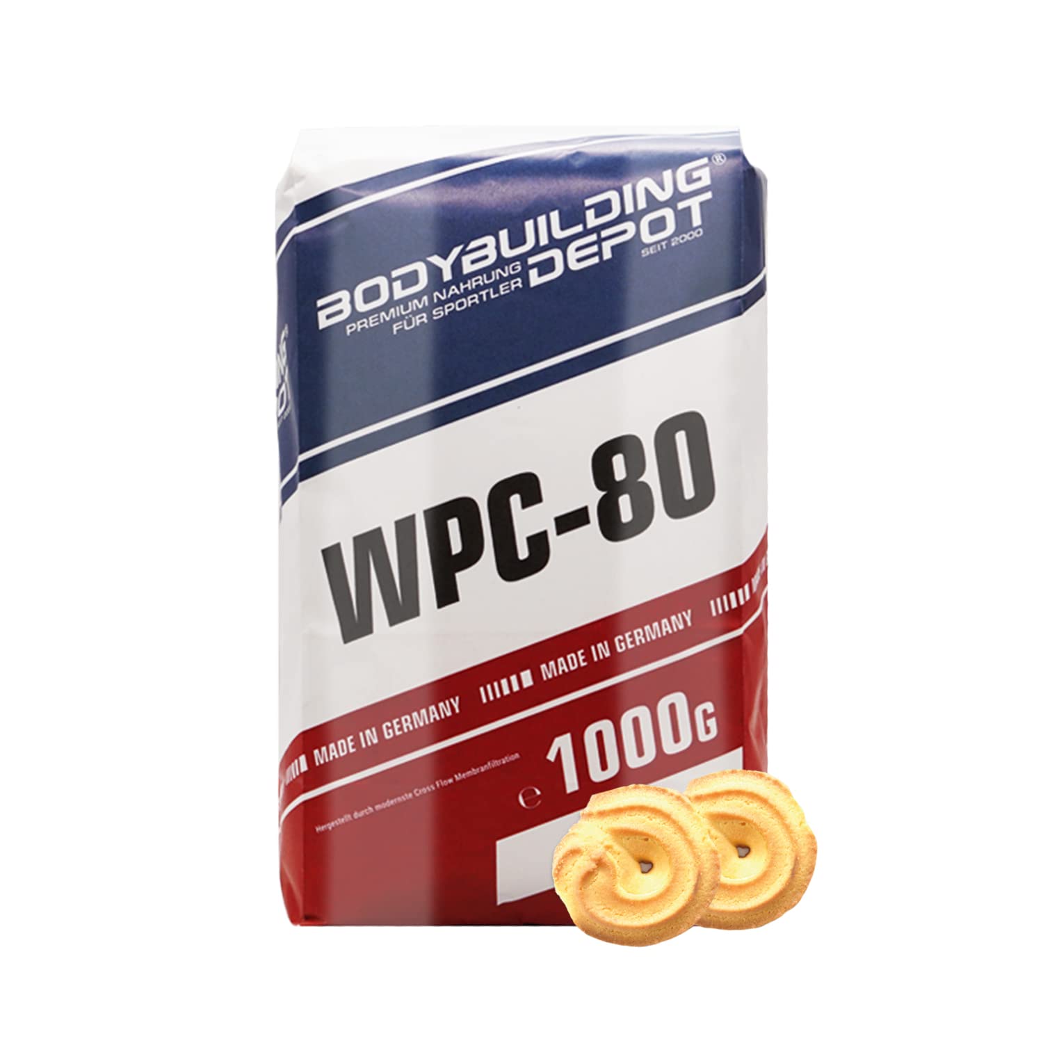 Bodybuilding Depot Whey Protein Pulver 1kg - Butterkeks | umweltfreundlich in Papier verpackt