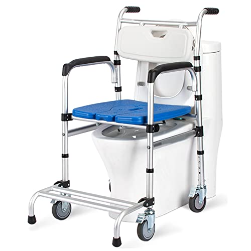 Duschrollstuhl, Transport neben dem Toilettenstuhl, wasserdichter Toilettenstuhl mit Rollen, 330 lbs Gewichtskapazität für ältere Menschen mit Behinderungen
