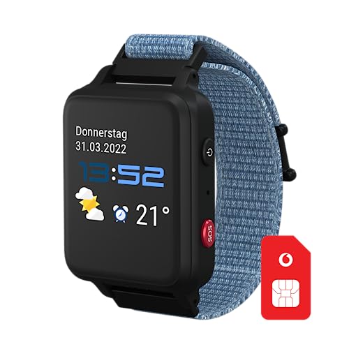Vodafone ANIO 5 s (2023) Smartwatch Kinderuhr in Blau | Back-to-School Komplettpaket Tarif (3 Mon. kostenlos) + 50€ Amazon-Gutschein nach SIM-Registrierung | GPS, Anrufen, Schulmodus, SOS, Roaming