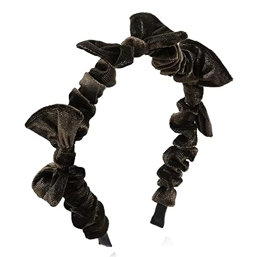 Haarreifen für Damen Vintage-Haarband mit Schleife, einfarbig, schlichtes gepresstes Haarband Stirnbänder (Farbe : Braun, Size : 11x2.5cm)