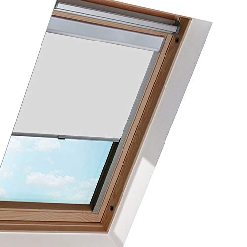 Cecaylie Verdunkelungsrollo für Fenster Thermoschutz Verdunkelungsrollo geeignet für Dachfenster / Fensterverdunkelung, 48,3 x 73 cm, F04, Grau