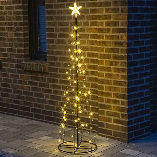 Benelando LED Weihnachtsbaum 2,4m / 1,8m / 1,2m IP44 Fahnenmast Lichterkette Lichterschlauch Weihnachten Baum (180 cm)