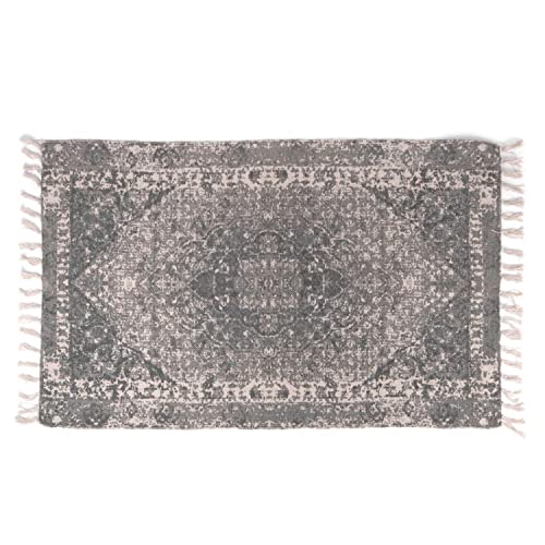 CIAL LAMA Dekorativer Teppich 100% Baumwolle Design Orientalisch Arabisch Klassisch Grau Teppich 180 cm