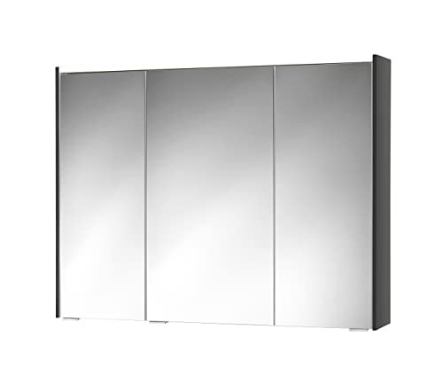 Sieper Spiegelschrank KHX mit LED Beleuchtung 100cm breit, Badezimmer Spiegelschrank aus MDF, mit Steckdose | Anthrazit