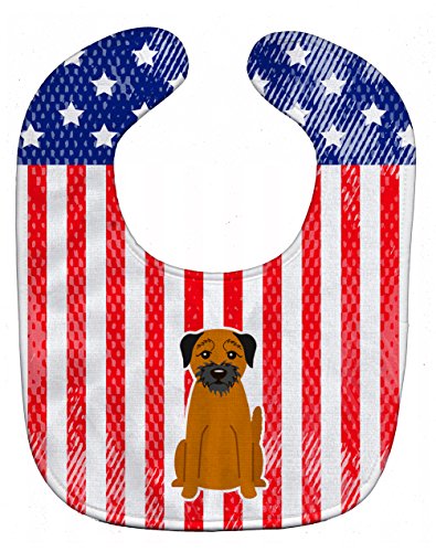 Caroline's Treasures BB3034BIB Patriotische USA Babylätzchen, Border Terrier, groß