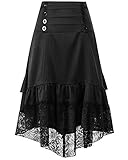 Cytree Damen Amelia Gothic Button Steampunk Gekräuselten Kuchen Rock Styles Low High Röcke (S, Schwarz1)