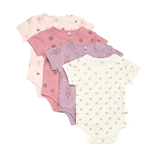 Pippi Unisex Baby Body SS AO-Printed (4-Pack) Underwear, Dusty Rose, 92