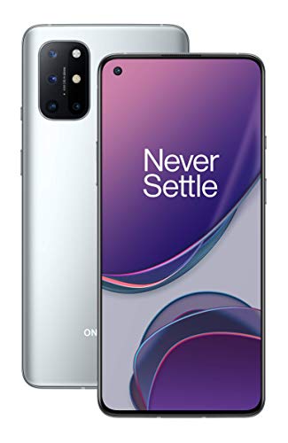 OnePlus 8T Lunar Silver | Display 6,55 Zoll 120 Hz FHD+ Fluid Display | 8 GB RAM + 128 GB Speicher | Quad Kamera | 65 W Warp Charge | Dual SIM | 5G